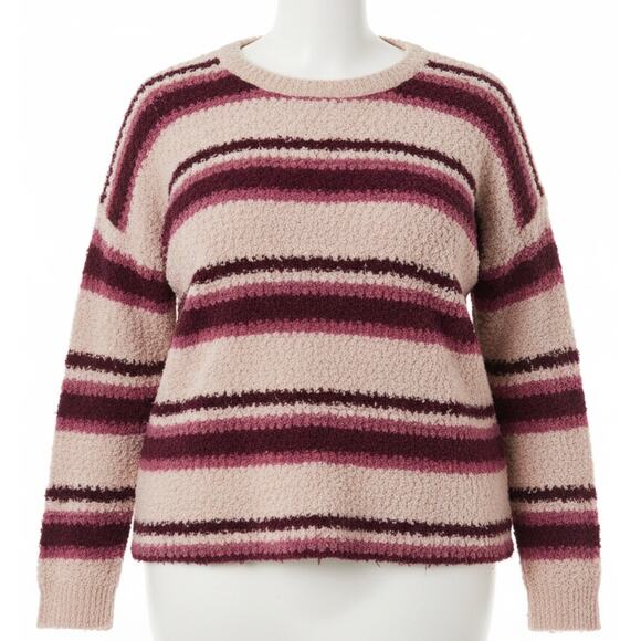 torrid Sweaters - Torrid Sweater Womens Plus 2X Pink Striped Fuzzy Long Sleeve Y2K Preppy Casual